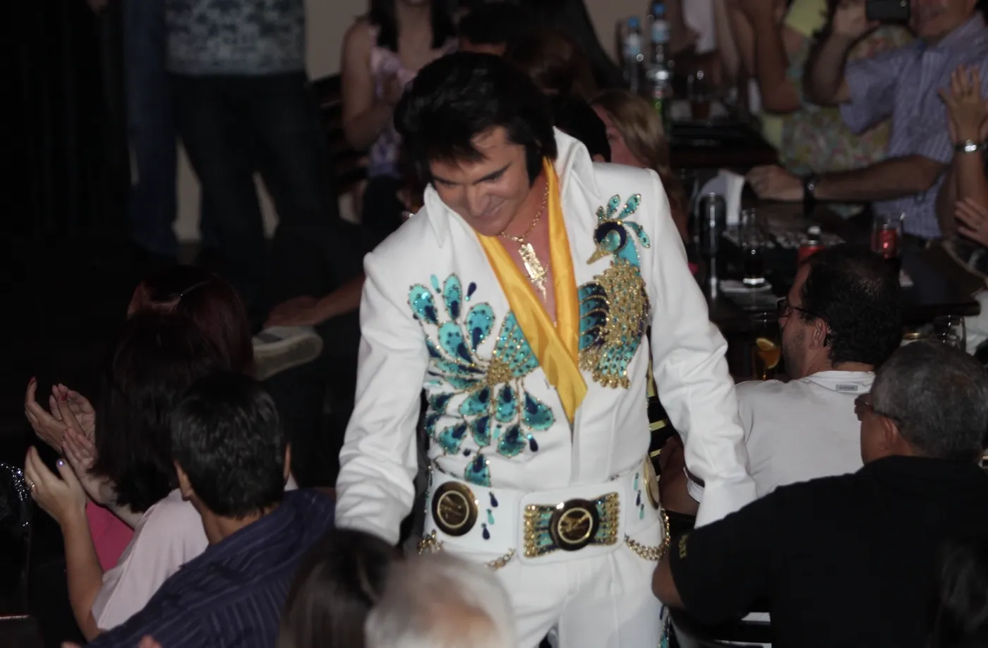 Edson Galhardi entre o público durante o show